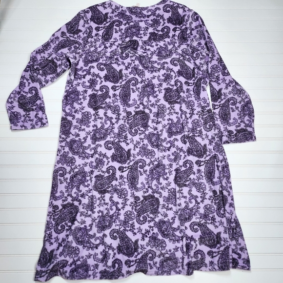 Secret Treasures | Purple Paisley Fleece Lace Trim Midi Sleep-shirt/Gown| 2X 🍆 - Picture 2 of 13